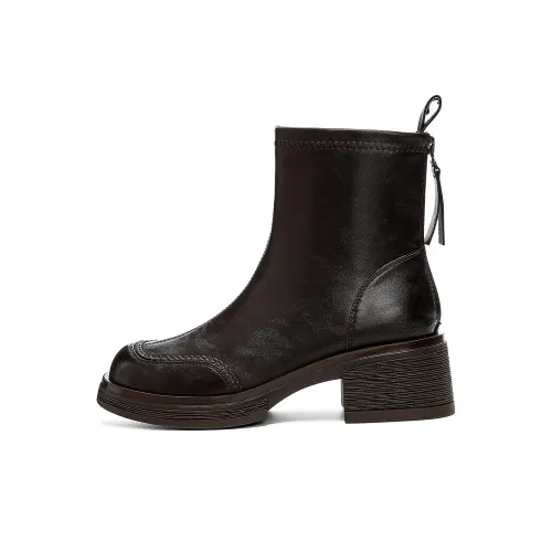 JOSINY Винтаж Anti Aging Удобные Тонкие Ботинки Модные Ботильоны с Каблуком 5,5 см Женские