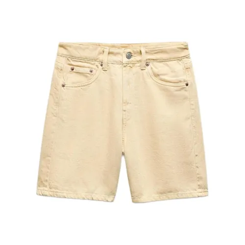 ZARA Trf Желтые Женские Джинсовые Шорты