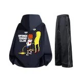 Темно-синий синий свитшот + черные повседневные штаны