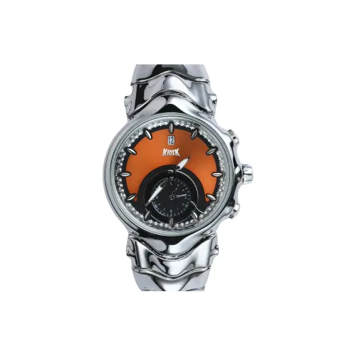 KIOSK Future Design Серебряный Роскошный Американский Кварц Механизм Нержавеющая Сталь Ремешок Часы Унисекс Апельсиновый Циферблат