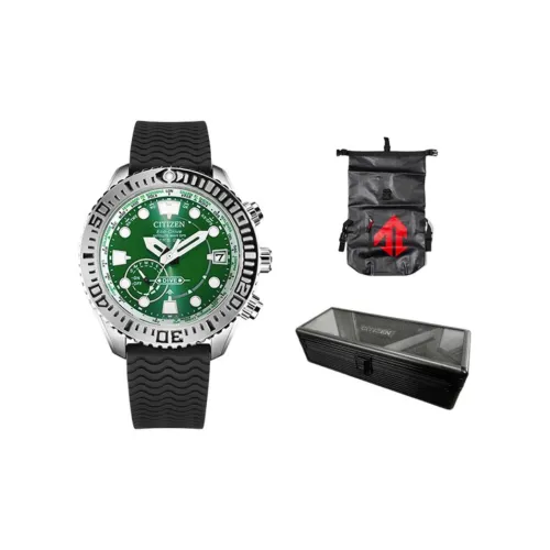CITIZEN Promaster Collection Светильник Кварцевый механизм Резиновый ремешок Часы Мужские Зеленый циферблат