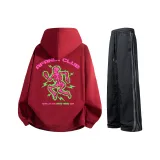 Бордовый худи + черные повседневные штаны