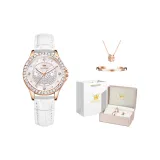 Белый, кожа, розовый, белый [корона, коробка + браслет + ожерелье]