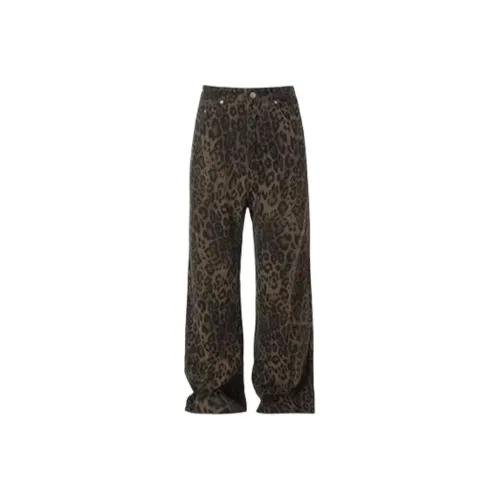 THE AIER Леопардовый принт Унисекс Джинсы