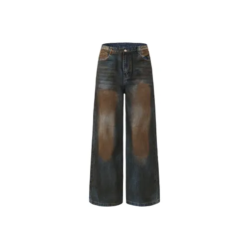 ONE LILACFISH Промытый состаренный зеленый унисекс джинсы