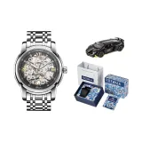 FW9013G1 Серебристый корпус с черным циферблатом, серебряный стальной браслет [Модель Lamborghini Supercar, хобби, наборы одежды]