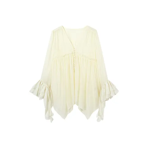 Ouyang Fragrant Абрикос Белый Женские Рубашки