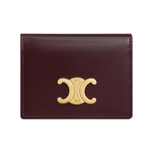 CELINE Телячья кожа Держатель для карт Женские Бордовый