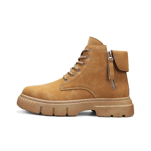 Medd Винтажный Желтый Ботинки Короткий MID Голень Мартин Boot 4CM Мужской