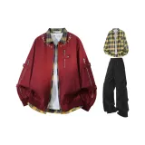 Бордовый + Желтый Рубашка + Черные Штаны