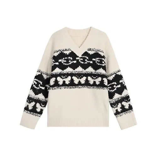 ZVJH Бежевый Белый и Черный Женский Трикотаж