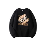 Черный свитшот с круглым вырезом (на флисовой подкладке) - Лев