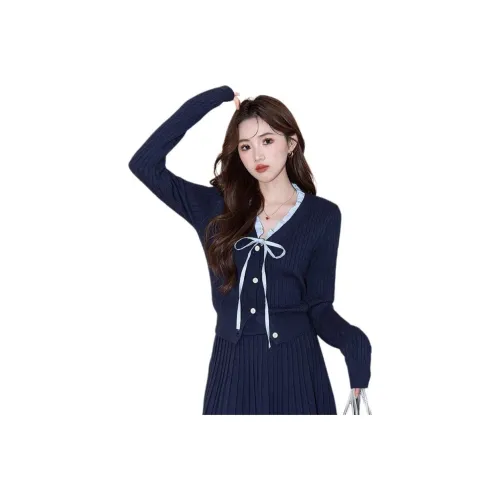 Tonlion Темно-синий женский комплект с юбкой