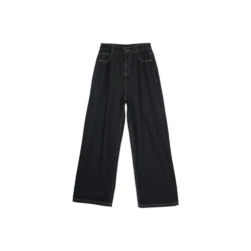 Betu Baidu Широкие брюки Деним Брюки Свободный крой Коммутирование Позиционирование стиля HIGH RISE Весна-осень Женские