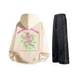 Абрикосовый свитшот + черные повседневные штаны