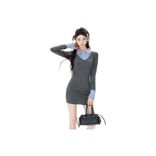 Shuhao Bai Длинное платье с длинными рукавами женское