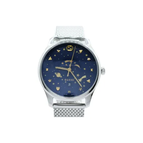 GUCCI Мужские часы Кварцевый механизм Ремешок из нержавеющей стали 40 мм Синий циферблат