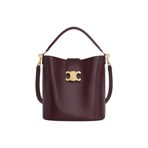 CELINE Louise Телячья кожа Ведрообразная сумка Средний размер Женская Бургунди