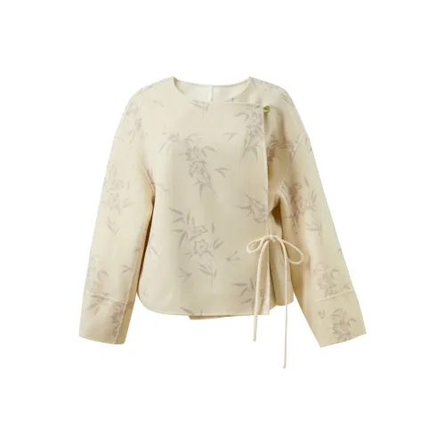 3COLOUR Пальто Женское Экрю Цветочный