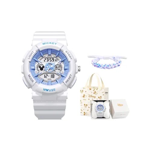 Disney Mickey Электронные + кварцевые часы с резиновым ремешком унисекс белый циферблат