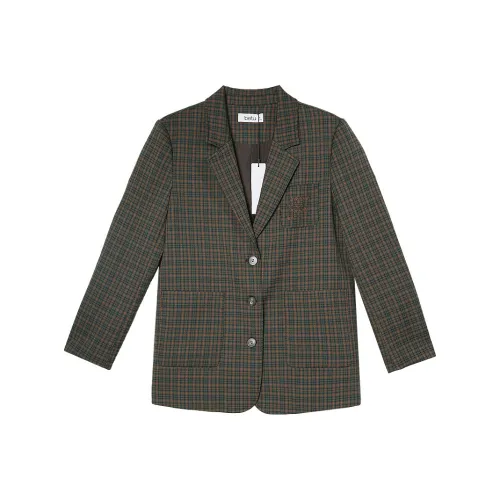 Betu Винтаж Британский стиль Клетчатый Пальто Клетчатый Длинный Рукав Стандартный Повседневный Стиль Позиционирование Весенний Осенний Женский