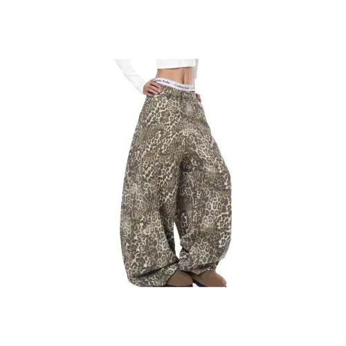 SNEIKLAU Леопардовый принт Унисекс Джинсы