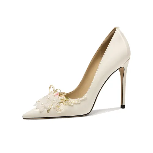 Lily Wei Цветочный дизайн Луна Prayer Узкий каблук Высокие каблуки Женские