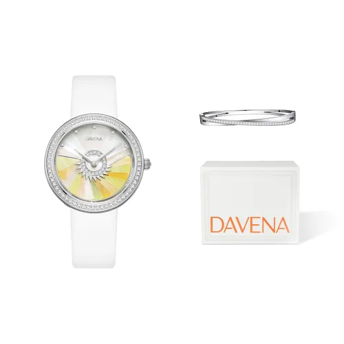 DAVENA Possession Collection Кварцевый механизм Коровья кожа Ремешок Часы Женские Жемчужная раковина Циферблат