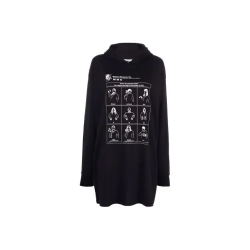 MM6 MAISON MARGIELA Черное Женское Длинное Платье с Длинными Рукавами