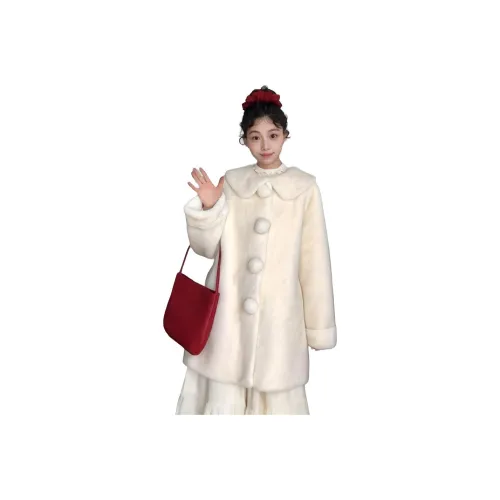 OURUOKE Молоко Белый Женский Пальто