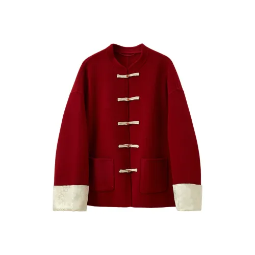 3COLOUR Вишнево-красный Женский Пальто