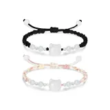 S990 Серебряный браслет с узором "Свет", 1 пара (Розовый + Черный)