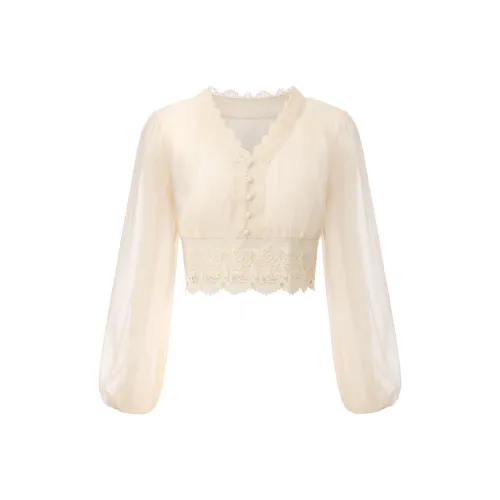 CHIWAWAMEME Бежевый Абрикос Длинный Рукав Топ Женский Короткий Топ