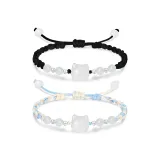 S990 Серебряный браслет с узором "Свет", 1 пара (Синий + Черный)