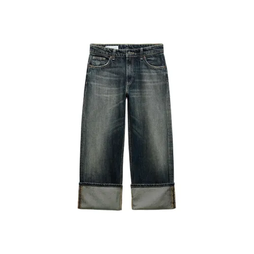 ZARA Trf Морской Синий Женские Джинсы