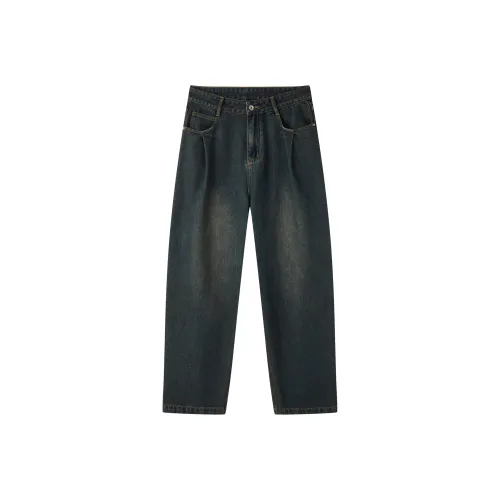 RIVER STONE Выстиранные синие унисекс джинсы