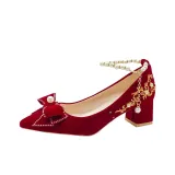 Бордовый, жемчужный бант 4 см