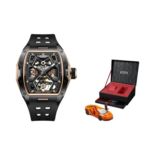 BONEST GATTI King's Speed Collection Циферблат в форме бочки Черное Золото Автоматический Механический Механизм