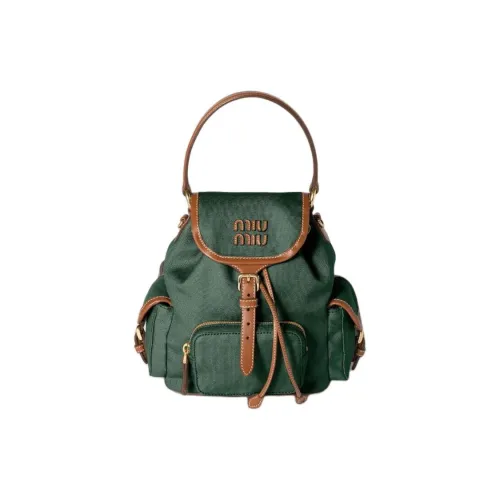 MIU MIU Cotton Backpack Unisex Green MIU MIU Хлопковый рюкзак унисекс зеленый
