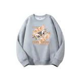 Светло-серый свитшот с круглым вырезом (тонкий) - Лев