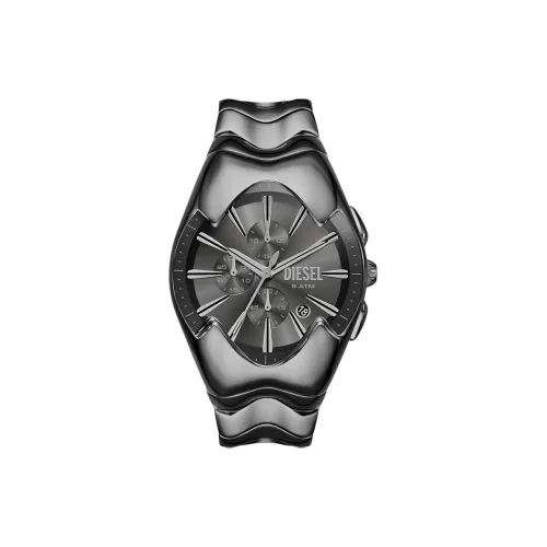 DIESEL Мужские часы Кварцевый механизм Ремешок из нержавеющей стали 44 мм Черный циферблат