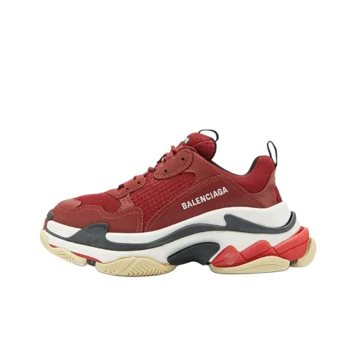 Balenciaga Triple S Low Топ Толстая подошва Кроссовки Мужские Кирпично-красные