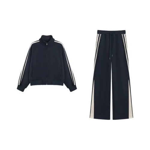 ETSE Темно-синий синий комплект пальто + брюки женские повседневные костюмы