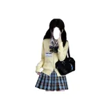 Dreamy Клетчатая Юбка + Желтый Кардиган + Bow Ties