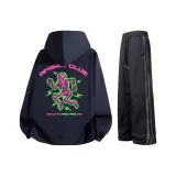 Темно-синий синий свитшот + черные повседневные штаны