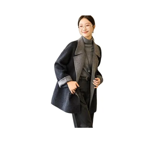 Mo Han Yi Mei Черный Серый Цвет Женское Пальто