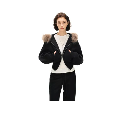 OURUOKE Черное Женское Короткое Пальто