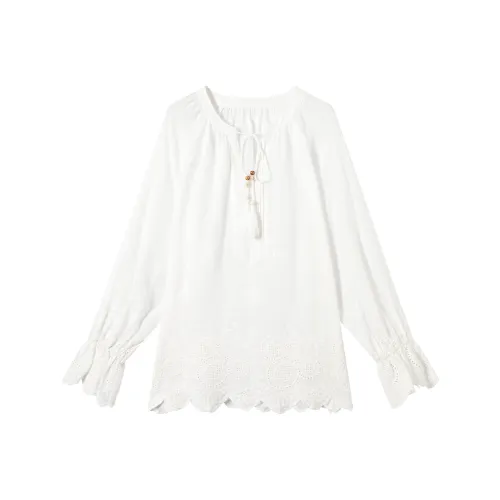 DIALOGUE Гардения Белый Женские Шифоновые Рубашки