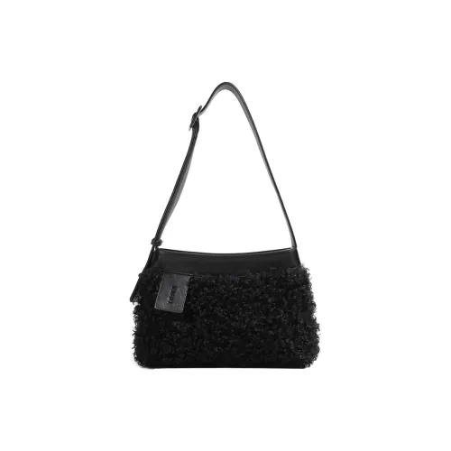 LOSEA Искусственный мех с полиуретаном (ПУ) подкладка сумка через плечо среднего размера женская черная