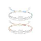 S990 Серебряный браслет с узором "Свет", 1 пара (Розовый + Синий)